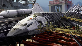 Large jet metal structure building - a crane free wallpaper