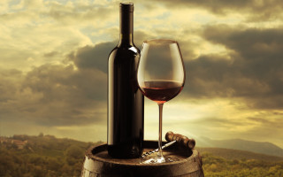 Wine bottle glass barrel valley - a view of a valley and mountains free wallpaper