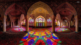 Colorful room window carpet mosaic - qajar art free wallpaper