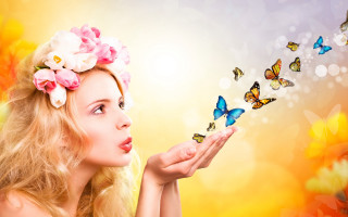 Woman flower butterflies magic realism - affinity photo free wallpaper