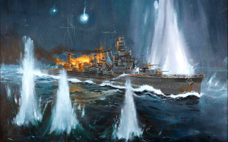 Battleship ocean water spray matte - anton otto fischer free wallpaper