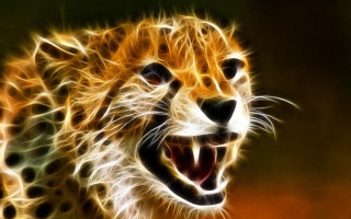 Cheetah glowing shockart airbrush digital - tooth wide open free wallpaper
