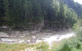 River rocks forest mountain nature - alen divi free wallpaper