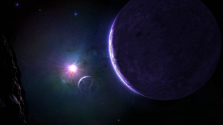 Purple planet star blue aurora - david free wallpaper for desktop