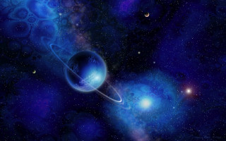 Blue planet ring galaxy stars - star and planets free wallpaper