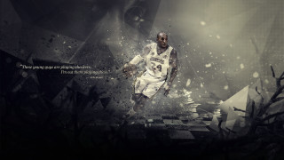 Basketball player air jumping snow - his hand and a quote free wallpaper