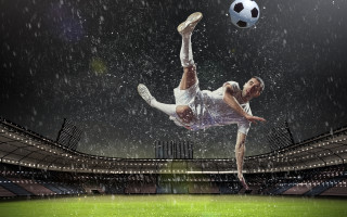 Soccer kick rain stadium aliens - a man kicking free wallpaper
