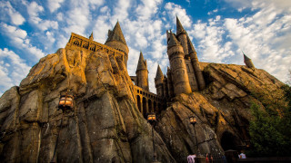 Castle towers lights people matte - a castle free wallpaper