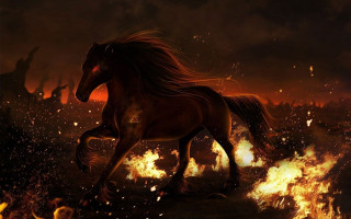 Horse firefield dusk clouds fantasy - a dark sky free wallpaper
