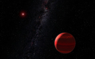 Red object middle black space - a star in the background free wallpaper