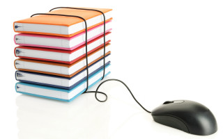 Computer mouse books background graphic - a stack of books free wallpaper for desktop
