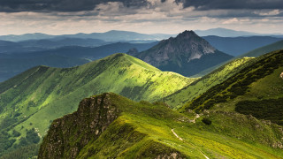 Mountain range cloudy sky green - murata range free wallpaper for desktop