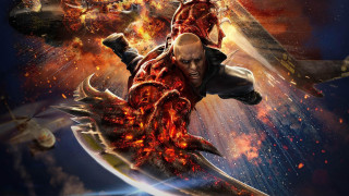 Man riding red dragon space - huge free wallpaper