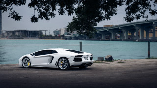 White sports car water bridge - andrew law free wallpaper for desktop