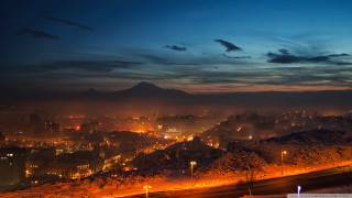 City skyline night mountain background - a few car free wallpaper for desktop