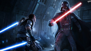 Holographic lightsaber duel urban night - two person free wallpaper for desktop