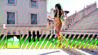 Woman running street building striped - chromatic aberration free wallpaper