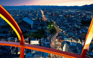 City night red sculpture skyline - a city view free wallpaper