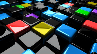 Colorful cubes yellow center black - ernő rubik free wallpaper