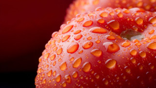 Red apple water drops macro 3 - delaunay free wallpaper