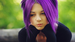 Purple haired gothic portrait nose - her hand free wallpaper