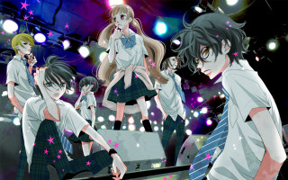 Anime girls stage stars man - a man in a tie free wallpaper