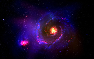 Spiral galaxy bright red blue - a spiral galaxy free wallpaper