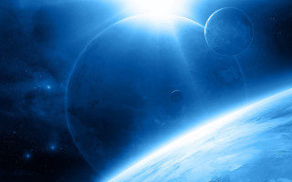 Blue planet sun starry sky - a blue planet free wallpaper