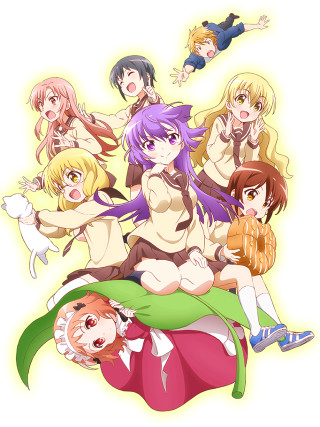 Anime girls sitting cat dog - a dog free wallpaper for mobile