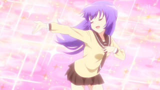 Girl purple hair dancing pink - dynamic free wallpaper for desktop