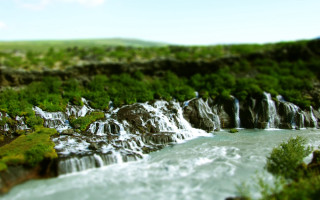 River waterfall hillside blue sky - a waterfall in the middle of it free wallpaper