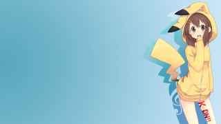 Girl yellow pokemon costume holding - low free wallpaper for desktop