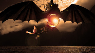 Dragon flying over water cloudy - a light bulb free wallpaper