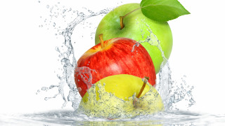 Green red apple splash water - a red apple free wallpaper