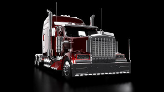 Red semi truck black background - a red semi truck free wallpaper