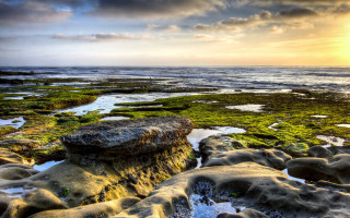 Rock formation beach sunset water 6 - a rocky beach free wallpaper