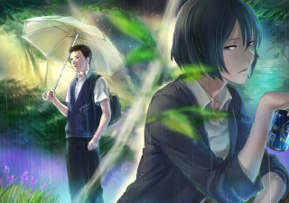 Man umbrella woman water rain - free valentines wallpaper for desktop