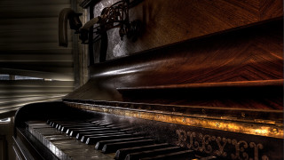 Piano wooden clock window scenery - the side of its free wallpaper