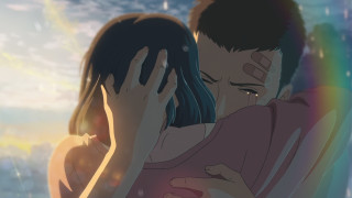 Man woman hugging rainbow colored - ghibli free wallpaper