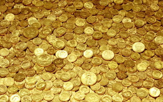 Gold coins flower orange honey - a pile free wallpaper