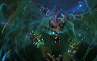 Demonic glowing eyes green coat - 4k free wallpaper