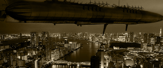 Airplane night city lights river - a large airplane free wallpaper for desktop