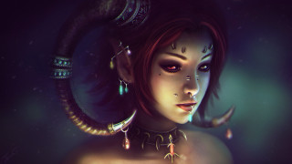 Woman horns piercings gothic dark - a strange look free wallpaper