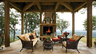 Patio fireplace chairs vase table - carol sutton free wallpaper for desktop