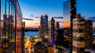 City skyline sunset water bridge 7 - frances jetter free wallpaper