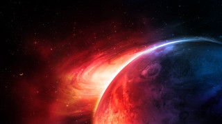 Colorful space planet star background - star in the foreground free wallpaper