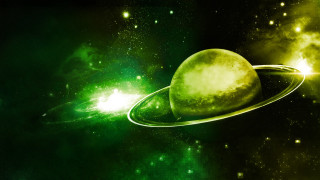 Green planet ring space stars - star and dust free wallpaper for desktop