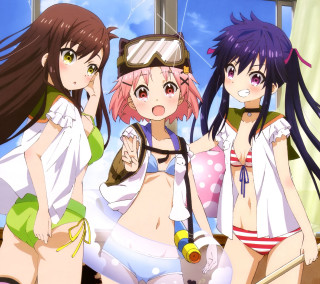 Anime girls posing window sky - a room free wallpaper for tablet