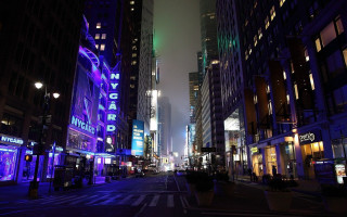 Neon city street fog holography - eric auld free wallpaper