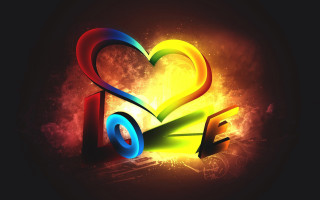 Colorful heart black background red - object free wallpaper